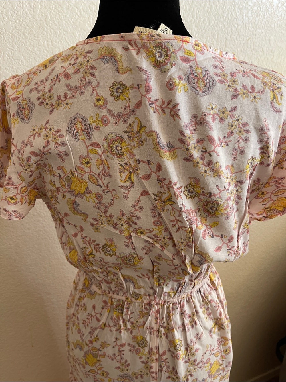 Boho Wrap Maxi Dress in Light Pink and Yellow - Picture 5 of 6